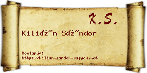 Kilián Sándor névjegykártya