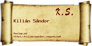 Kilián Sándor névjegykártya